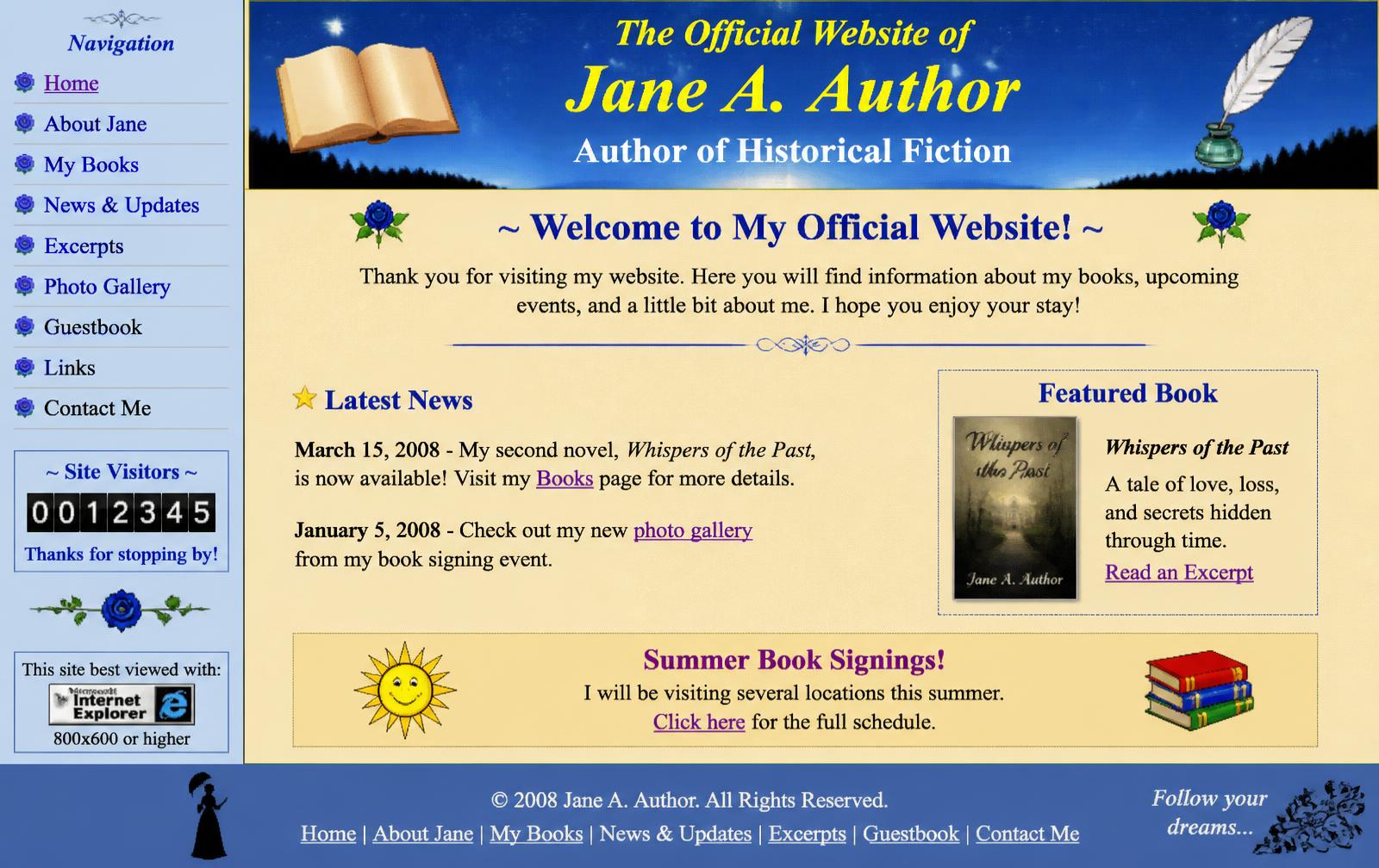 The author's outdated original website